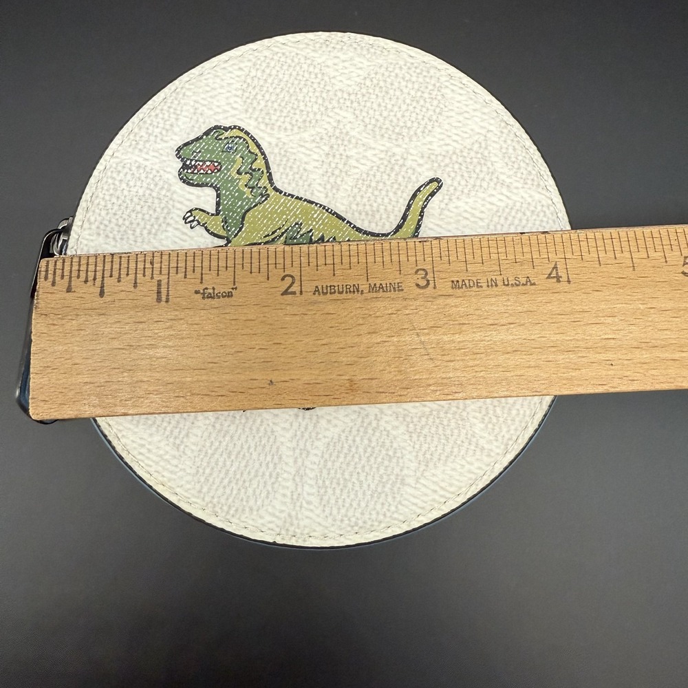 Coach Rexy Surfing Dinosaur Round Coin‎ Case Leather Rare Japan Exclusive - Picture 11 of 11